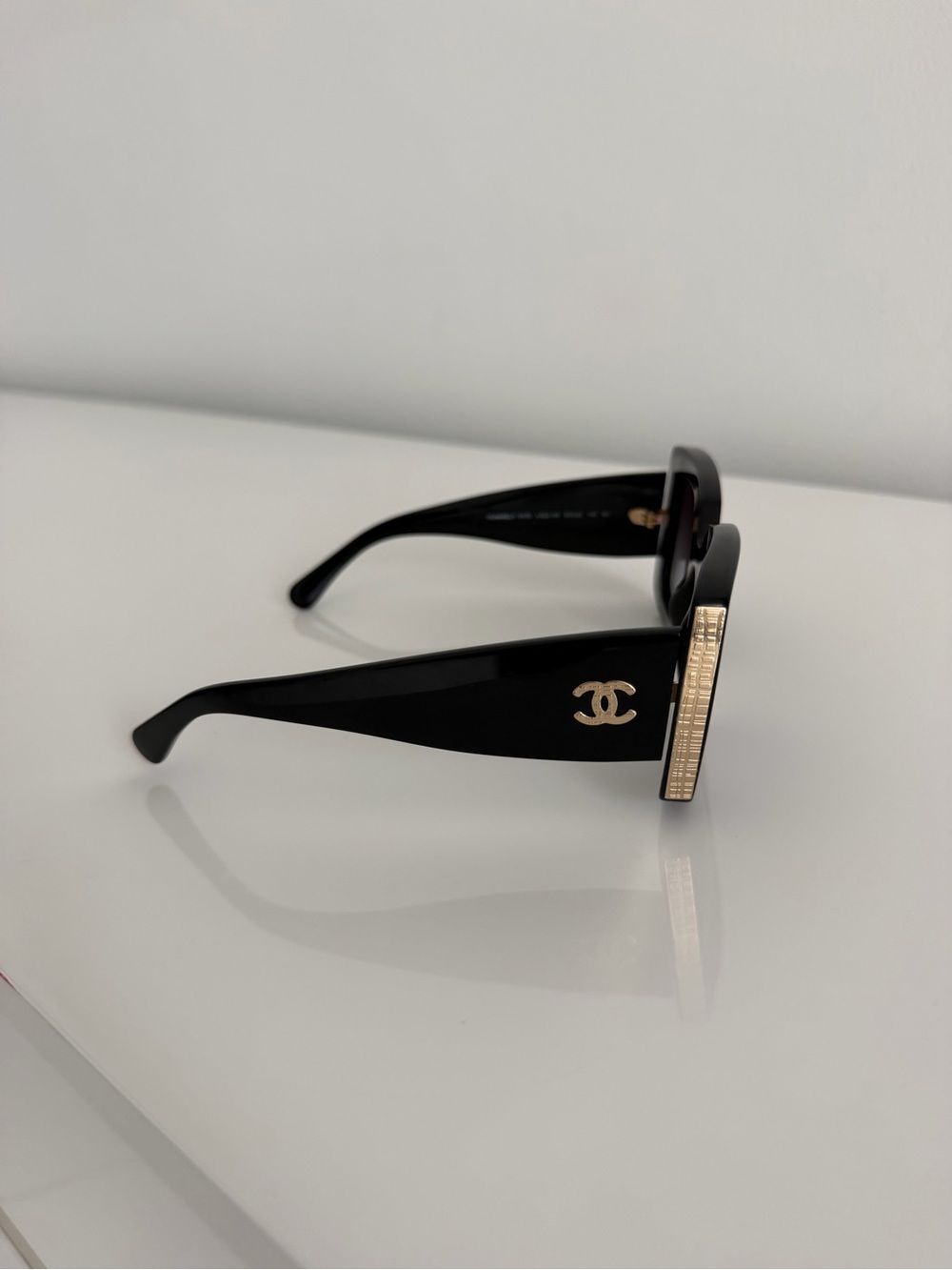Black Chanel Oversized Square Women's Sunglasses - Picture 4 of 5